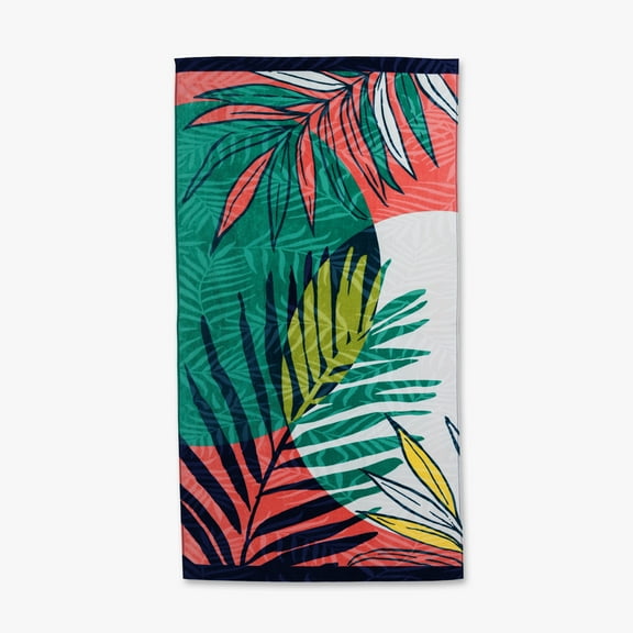 Better Homes & Gardens Oversized Printed Palm Leaf 100% Cotton Velour Beach Towel, 38” x 72"