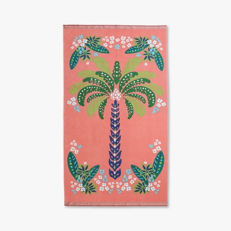Better Homes & Gardens Oversized Printed Palm Tree 100% Cotton Velour Beach Towel, 38” x 72"