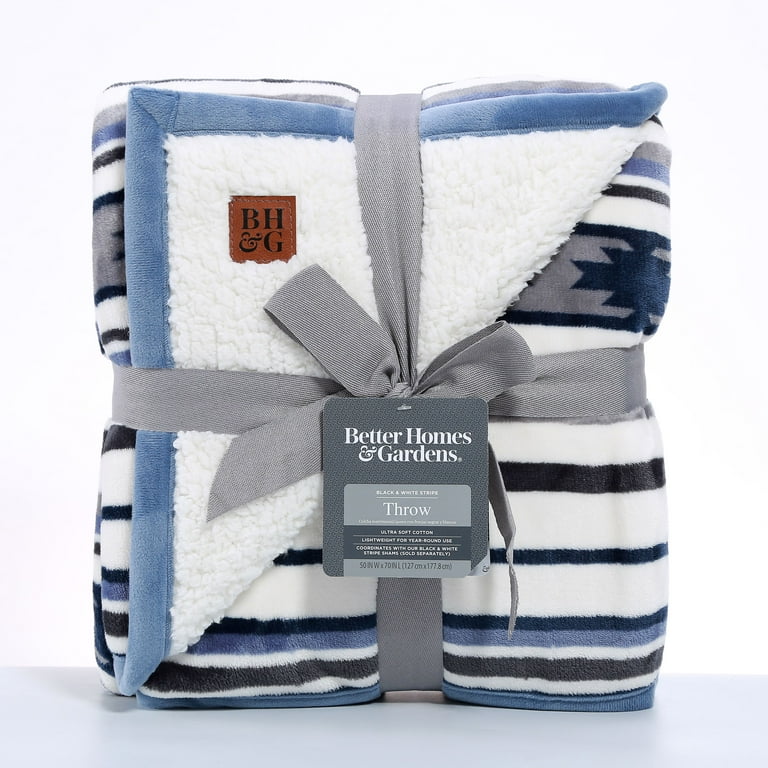 Better Homes & Gardens Oversized Sherpa Throw - Blue Aztec