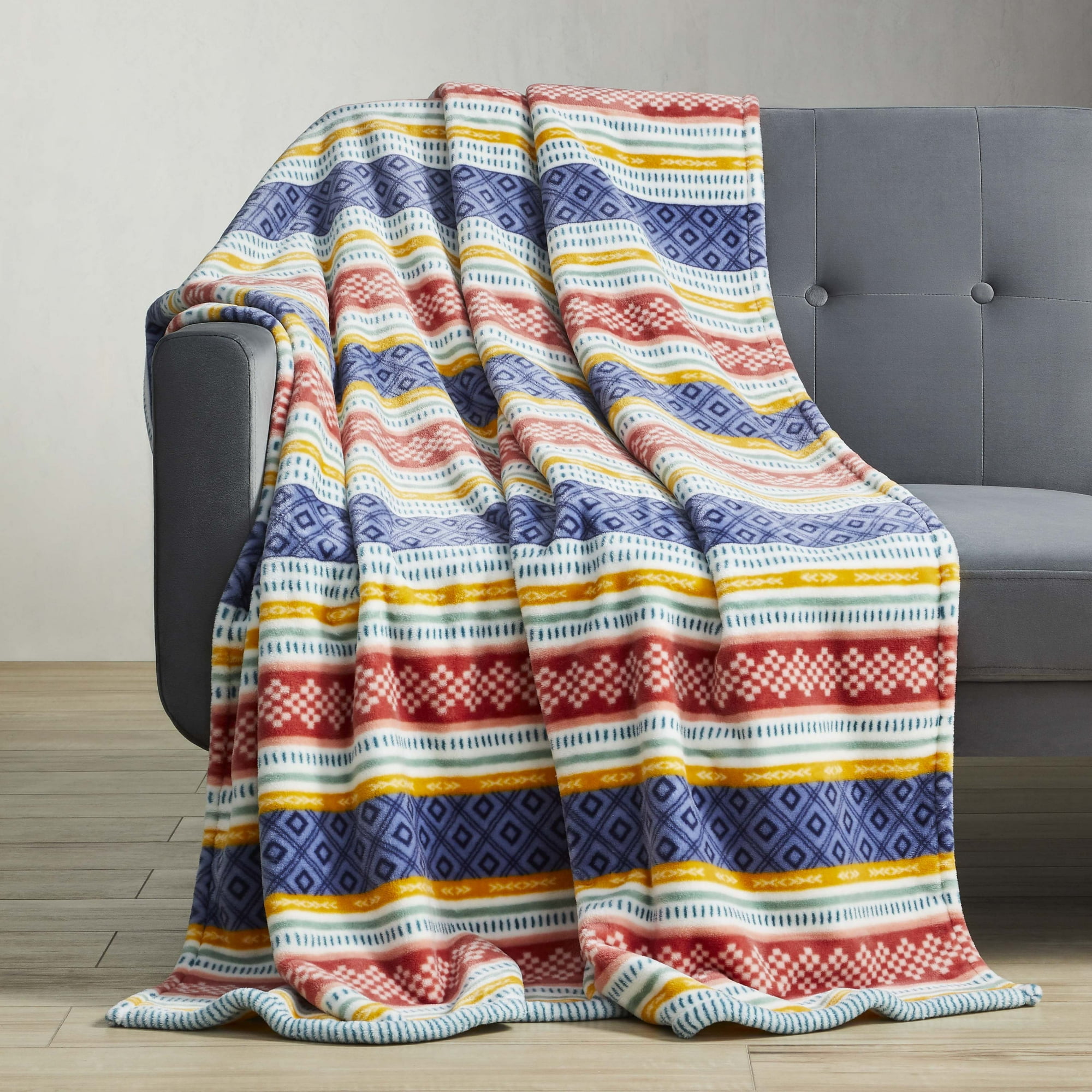 Better Homes u0026 Gardens Oversized Throw, Multi Stripe, Polyester, Machine  Washable, 50x72 - Walmart.com