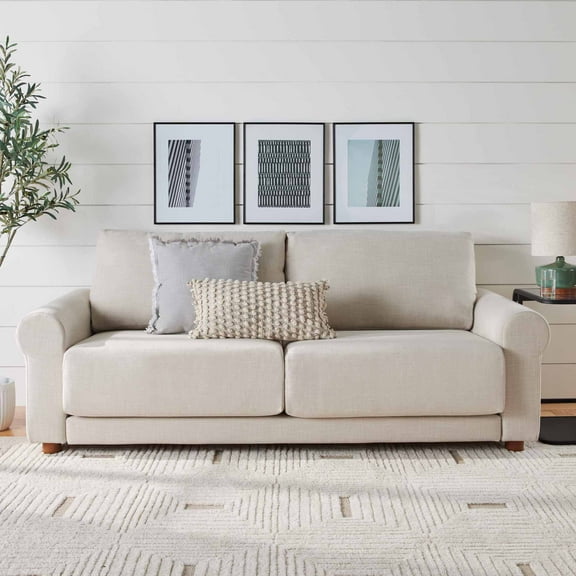 Better Homes & Gardens Owen 87.6" Rolled Arm Sofa, Effie Linen