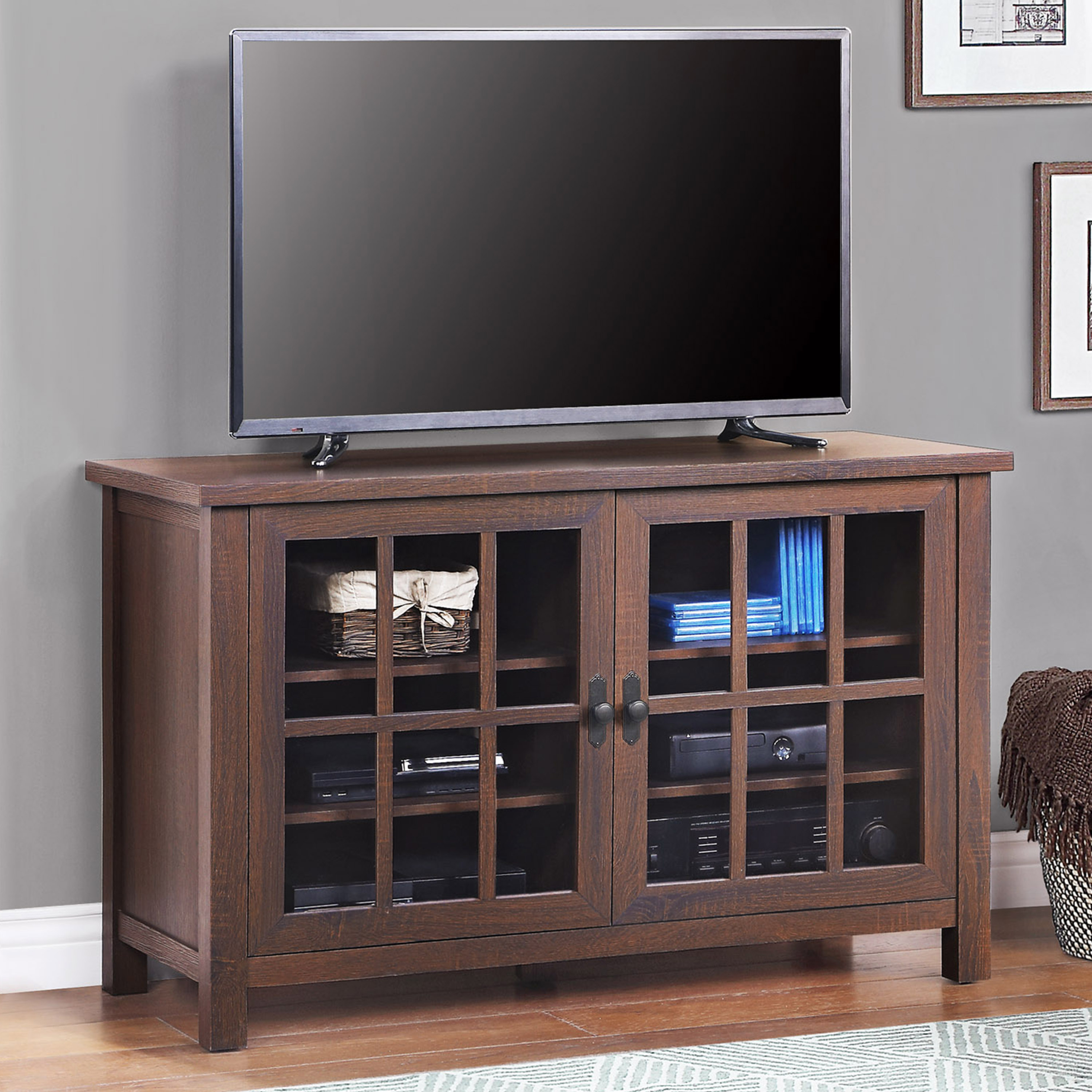 Better Homes & Gardens Oxford Square TV Stand for TVs up to 55", Dark Brown - image 1 of 12