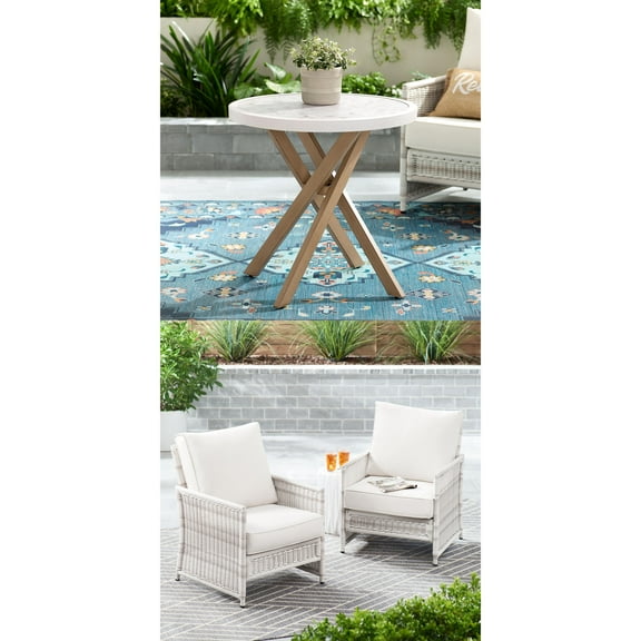 Better Homes & Gardens Paige 3-Piece Outdoor Wicker Bistro Set, White