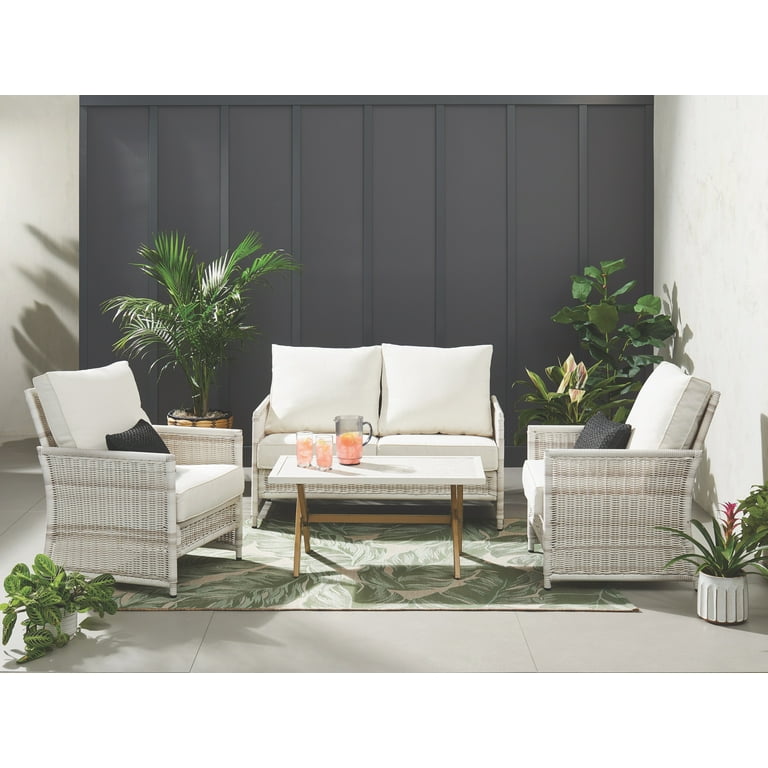 Better Homes Gardens Paige 4 Piece Wicker Outdoor Conversation
