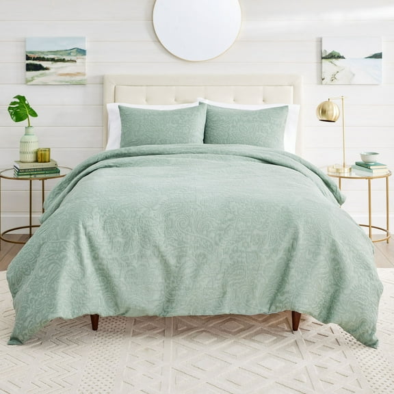 Better Homes & Gardens Paisley Matelasse 3-Piece Duvet Cover Set, Sage, Full/Queen