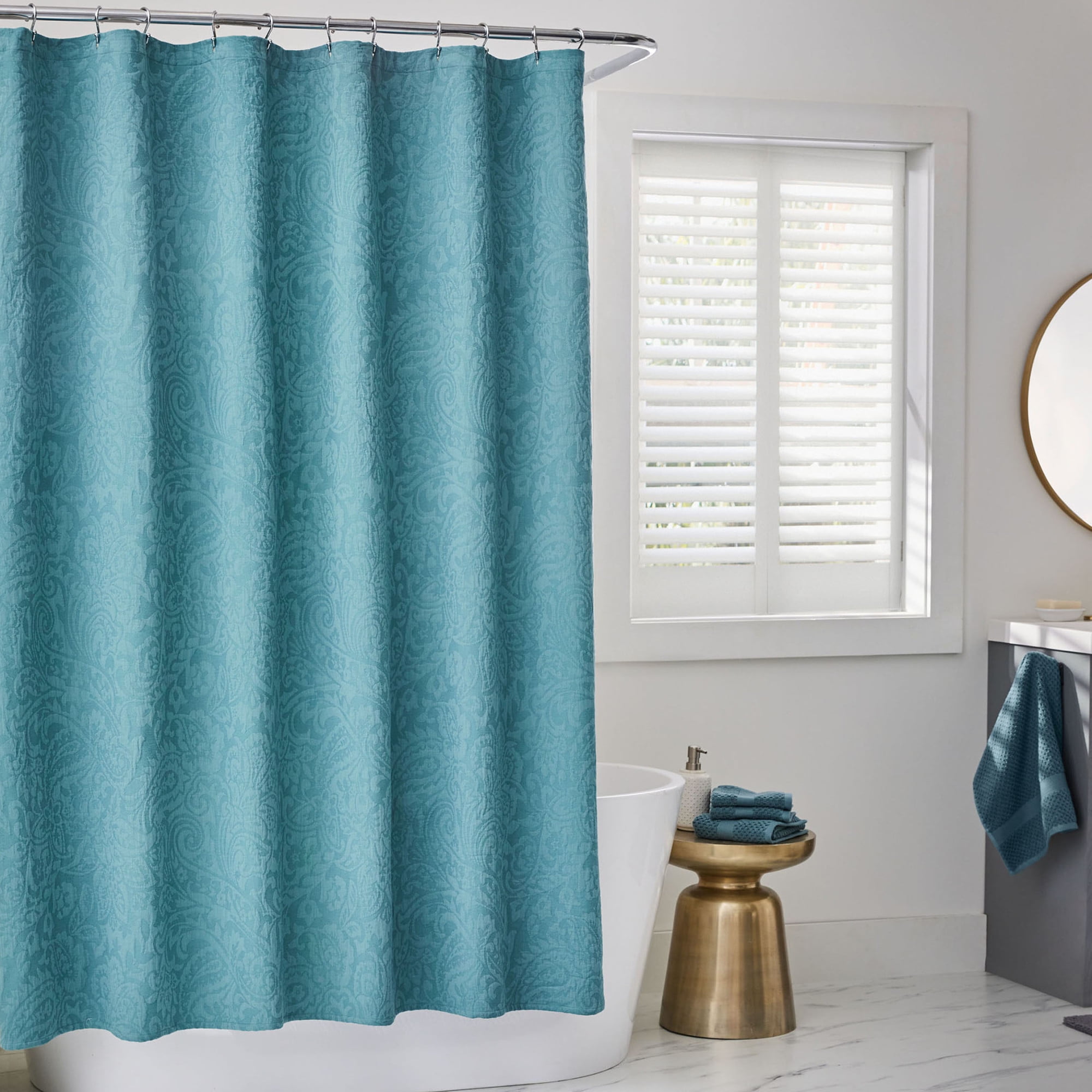 Better Homes & Gardens Paisley Matelassé Shower Curtain, Blue, 72 in x 72 in