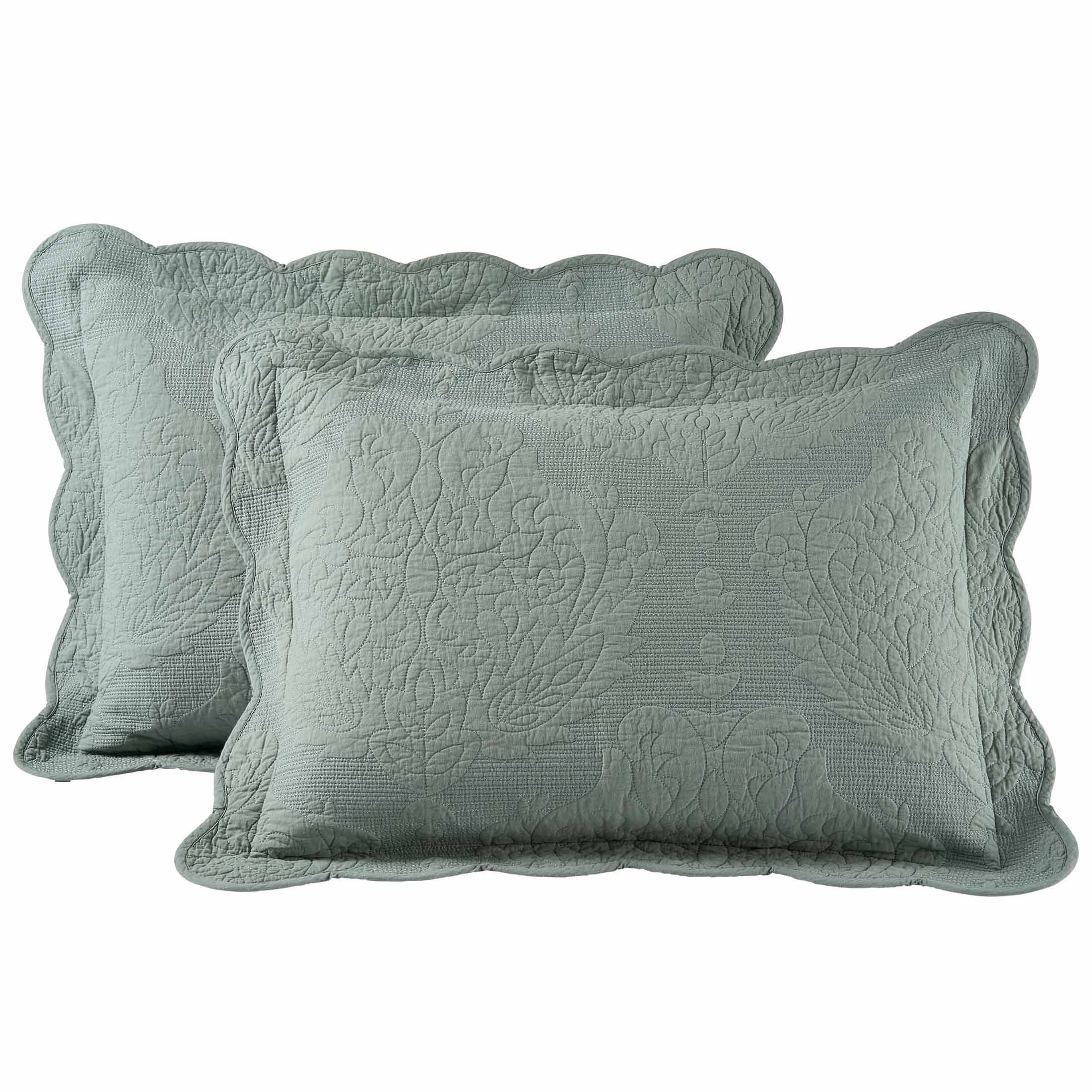 Better Homes & Gardens Paisley Medallion Cotton Pillow Shams, King, Green, 2 Pack