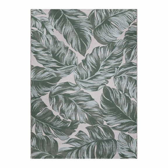 Better Homes & Gardens Palm Leave Reversible Rug, Green/White, 7' x 10'
