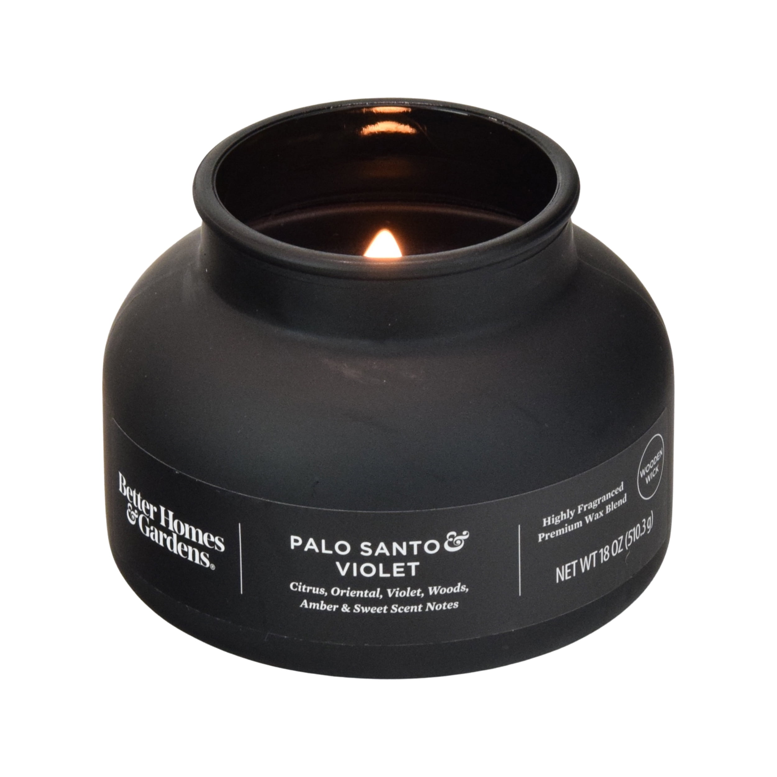 Better Homes & Gardens Palo Santo and Violet Scented Wooden Wick 18oz Bell Jar Candle
