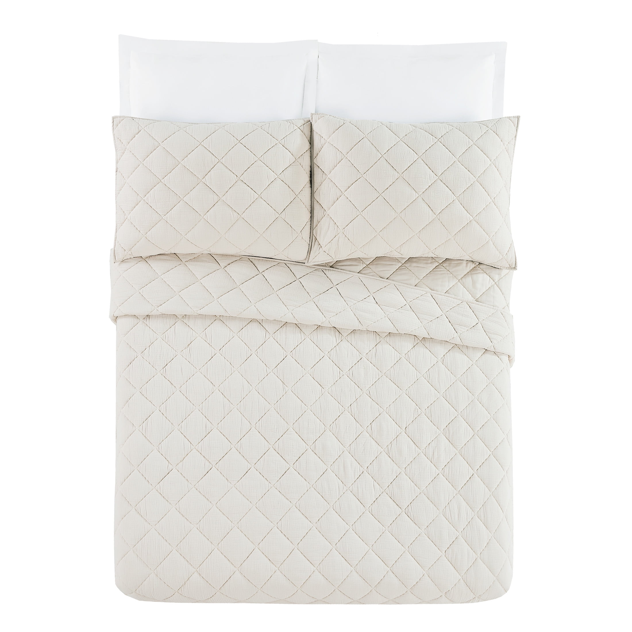 Beige Full Cotton Diamond Gauze Quilt