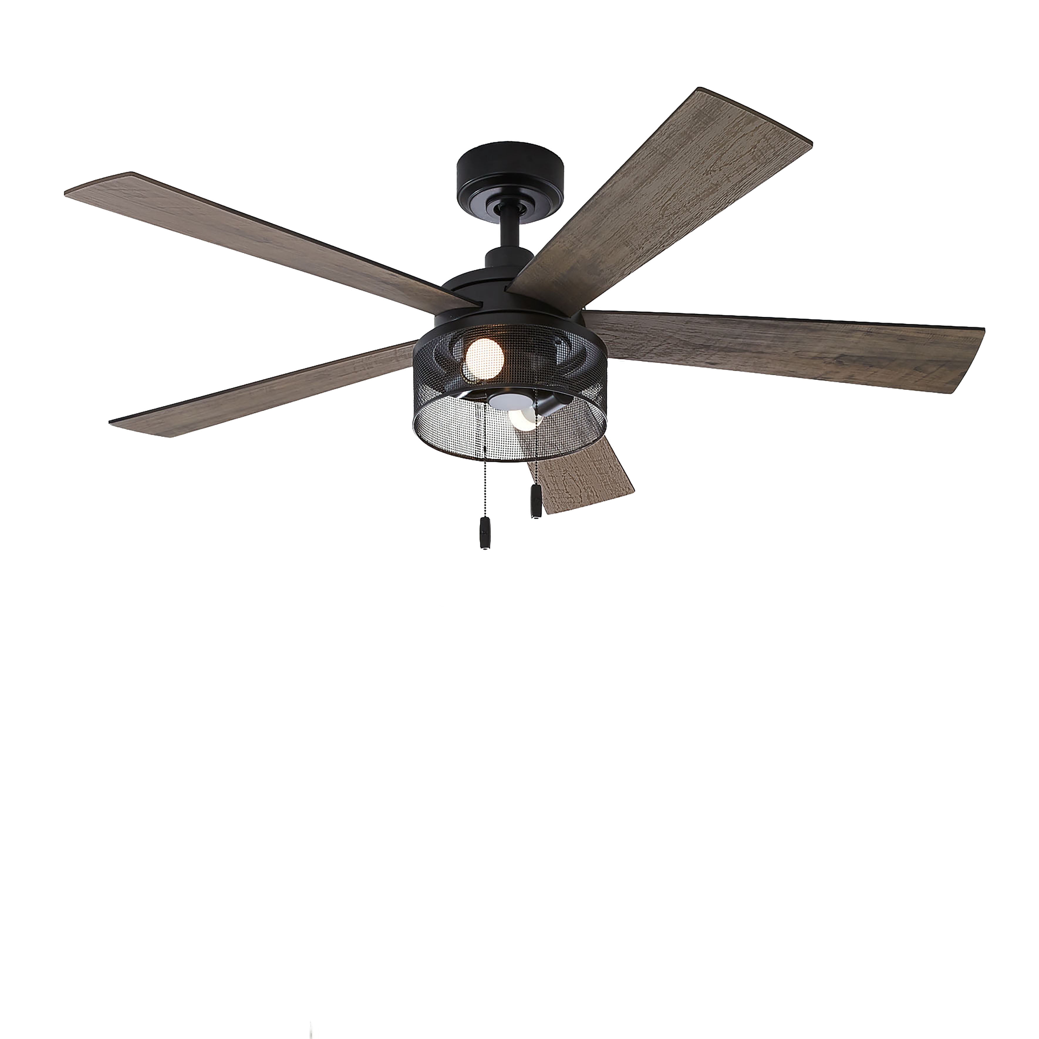 Better Homes & Gardens Parker 52 in Matte Black Ceiling Fan with LED Light Kit, 5 Reversible Blades, Pull Chains