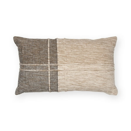 Better Homes & Gardens Patchwork Decorative Throw Pillow, 14"x24" Lumbar, Neutral Colors