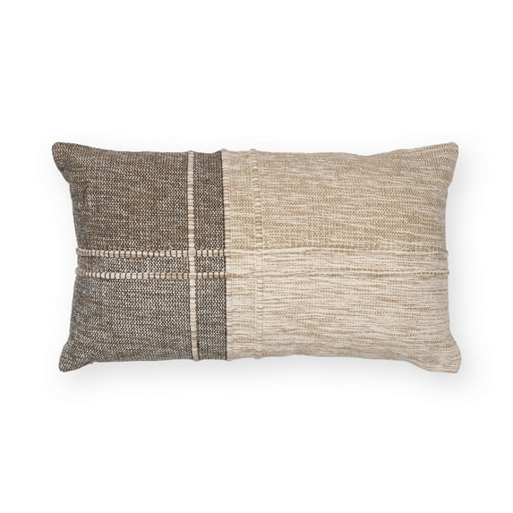 Better Homes & Gardens Patchwork Decorative Throw Pillow, 14"x24" Lumbar, Neutral Colors