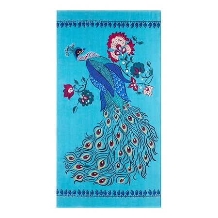 Better Homes & Gardens Peacock Pattern Beach Towel, Size 72”L x 38”W