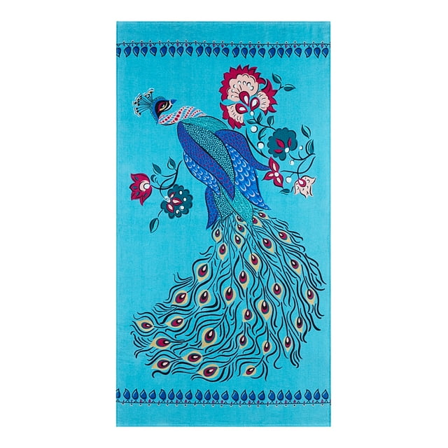 Better Homes & Gardens Peacock Pattern Beach Towel, Size 72”L x 38”W