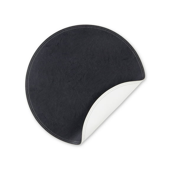 Better Homes & Gardens Persia Faux Leather Placemat, Black, 15" Round, 1 Piece
