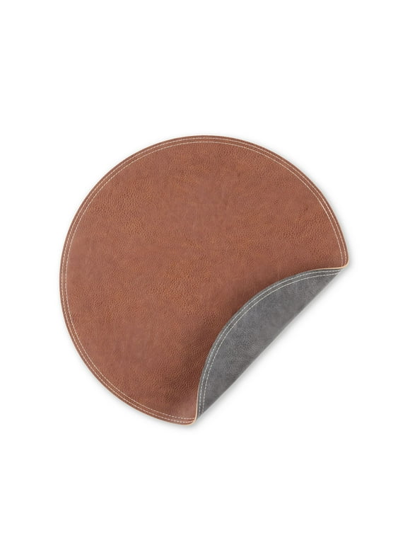 Better Homes & Gardens Persia Faux Leather Placemat, Brown, 15" Round, 1 Piece