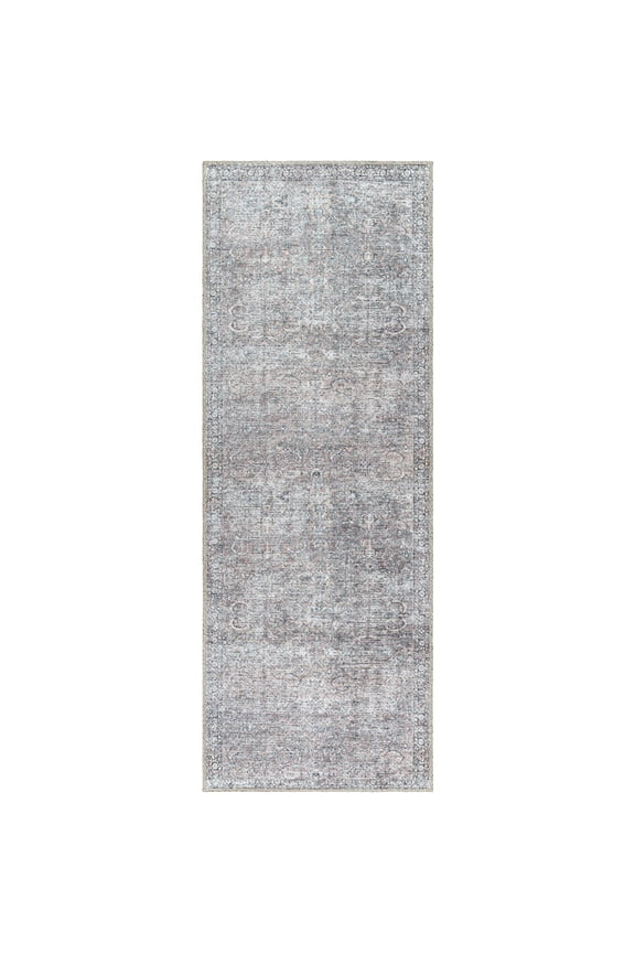 Persian Blooms Runner Washable Non-Skid Area Rug, Brown, 2'5" x 7'