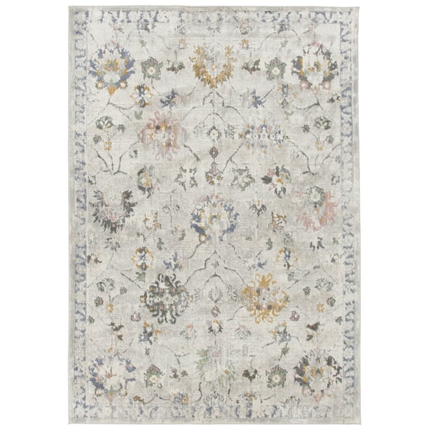 Better Homes & Gardens Persian Blooms Silver Indoor Area Rug, 5' x 7