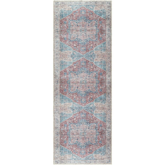 Better Homes & Gardens Persian Medallion Runner Washable Non-Skid Area Rug, Brick, 2'5" x 7'