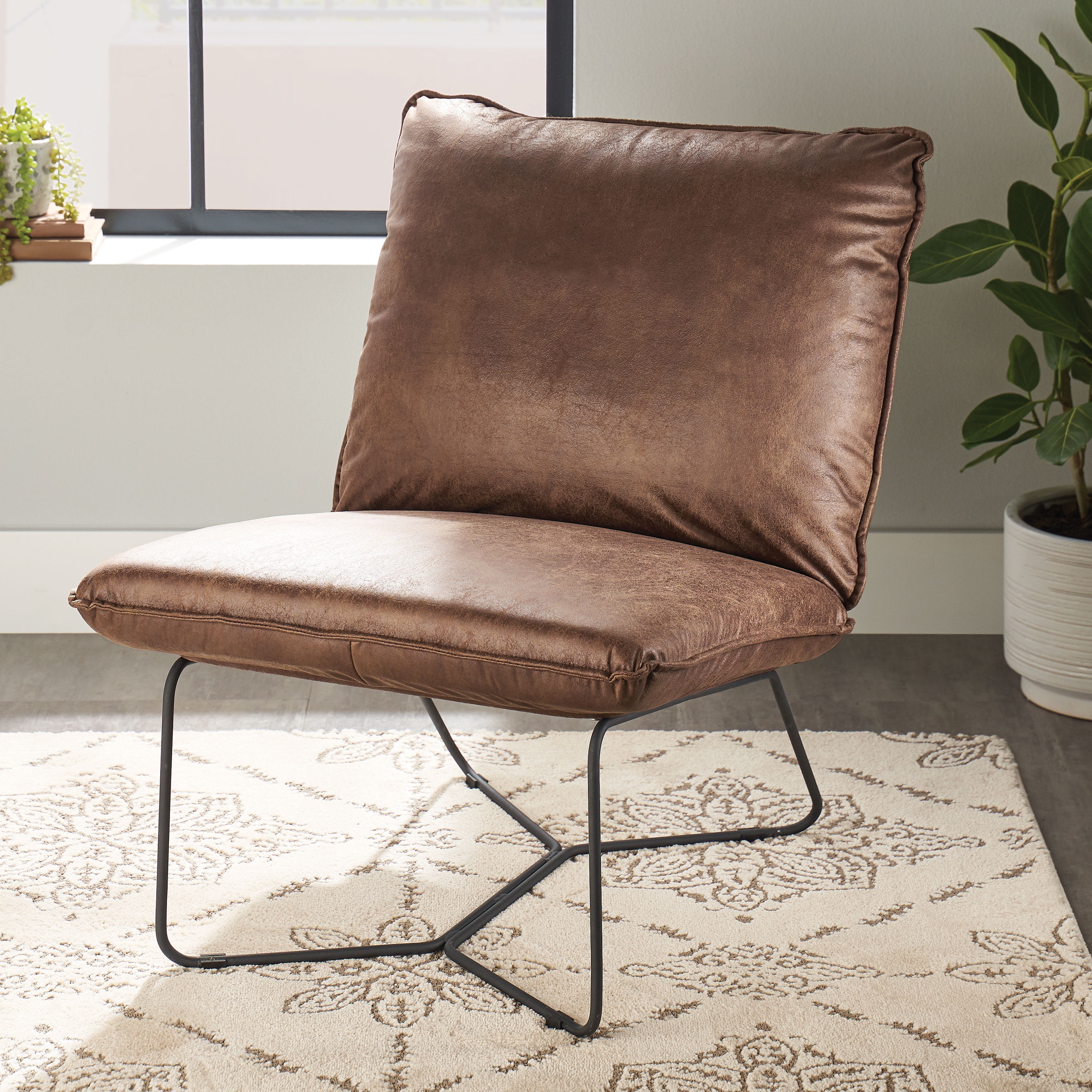 Better Homes & Gardens Brown Faux Leather Lounge Chair