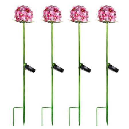 Better Homes & Gardens Pink Hydrangea Solar Garden Stake Set of 4
