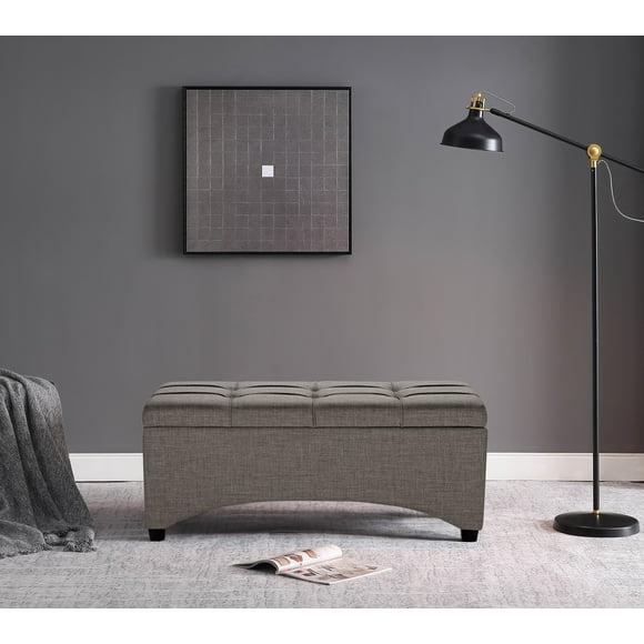 Better Homes & Gardens Pintucked 42" Storage Bench, Taupe