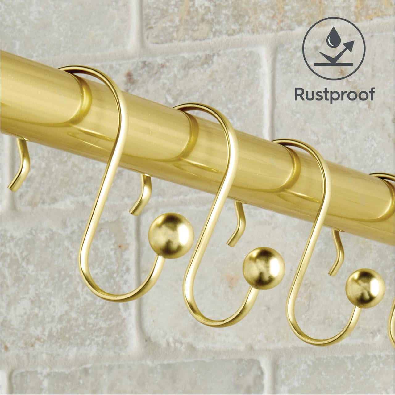Better Homes & Gardens Plated Brass Ball Rust-Proof Steel Shower Hooks, Set of 12