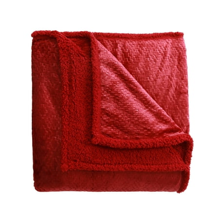 Better Homes & Gardens Plush Embossed Reversible Bed Blanket, Red, Full/Queen