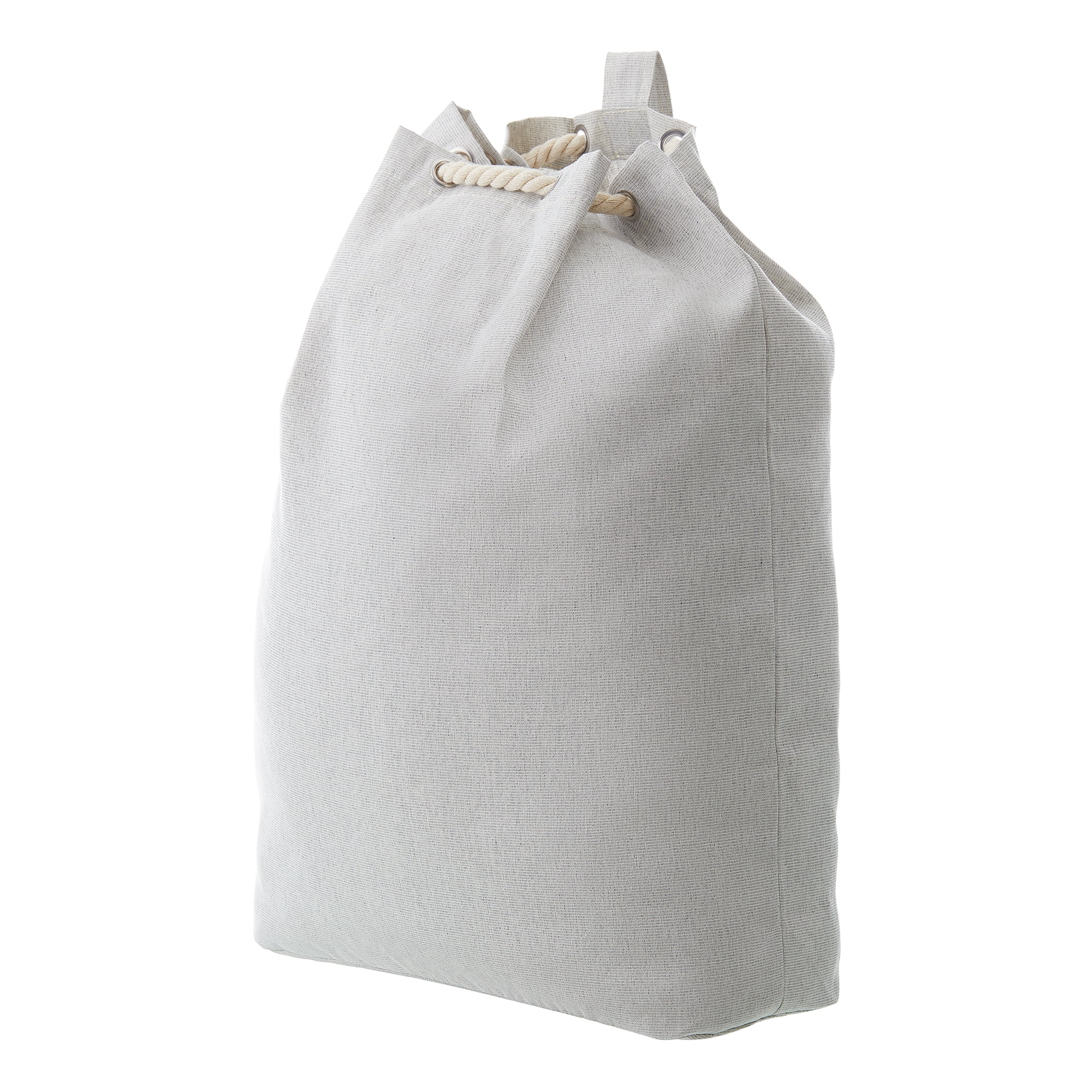 Better Homes & Gardens Polyester and Cotton Canvas Laundry Bag, Gray, Adult, 15 in W x 7 in D x 24.5 in H