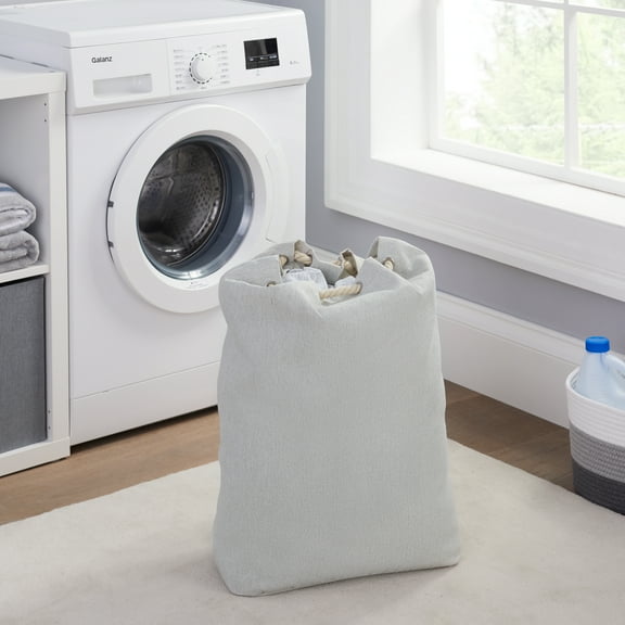 Better Homes & Gardens Polyester and Cotton Canvas Adult Laundry Bag, Gray, 15 in W x 7 in D x 24.5 in H