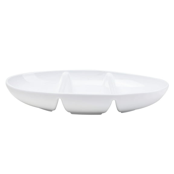 Better Homes & Gardens- Porcelain Oval-shape Divided Bowl, White