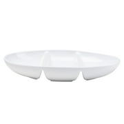 Better Homes & Gardens Porcelain Oval Divided Serving Bowl, White, 2 Pieces