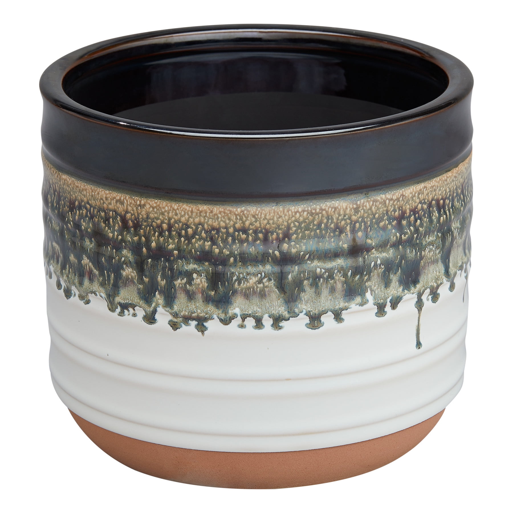 Nikolaos 12" Two-Tone Ceramic Round Planter