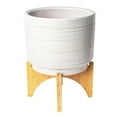 Better Homes & Gardens Pottery 12" Teramo Ceramic Pot with Stand, White