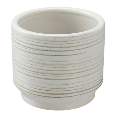 Better Homes & Gardens 6" x 6" x 5.4" Round White Ceramic Teramo Plant Planter