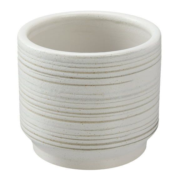 Better Homes & Gardens 8" x 8" x 7" Round White Ceramic Teramo Plant Planter