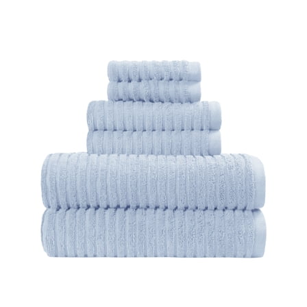Better Homes & Gardens PowerLoft AIRRICH® 6 Piece Bath Towel Set, Blue Drop Textured Stripe