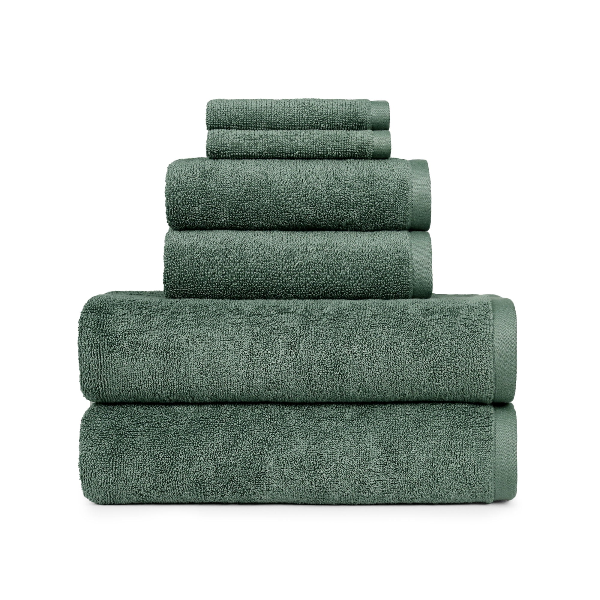 Better Homes & Gardens PowerLoft 6 Piece Bath Towel Set, Green Ash - Walmart.com