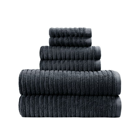 Better Homes & Gardens PowerLoft AIRRICH® 6 Piece Bath Towel Set, Greystone Textured Stripe