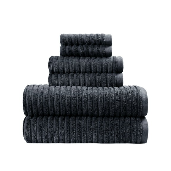 Better Homes & Gardens PowerLoft AIRRICH® 6 Piece Bath Towel Set, Greystone Textured Stripe