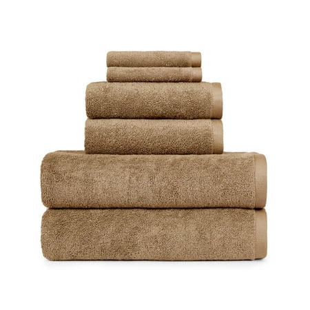 Better Homes & Gardens PowerLoft AIRRICH® Cotton 6-Piece Towel Set, Dark Caramel