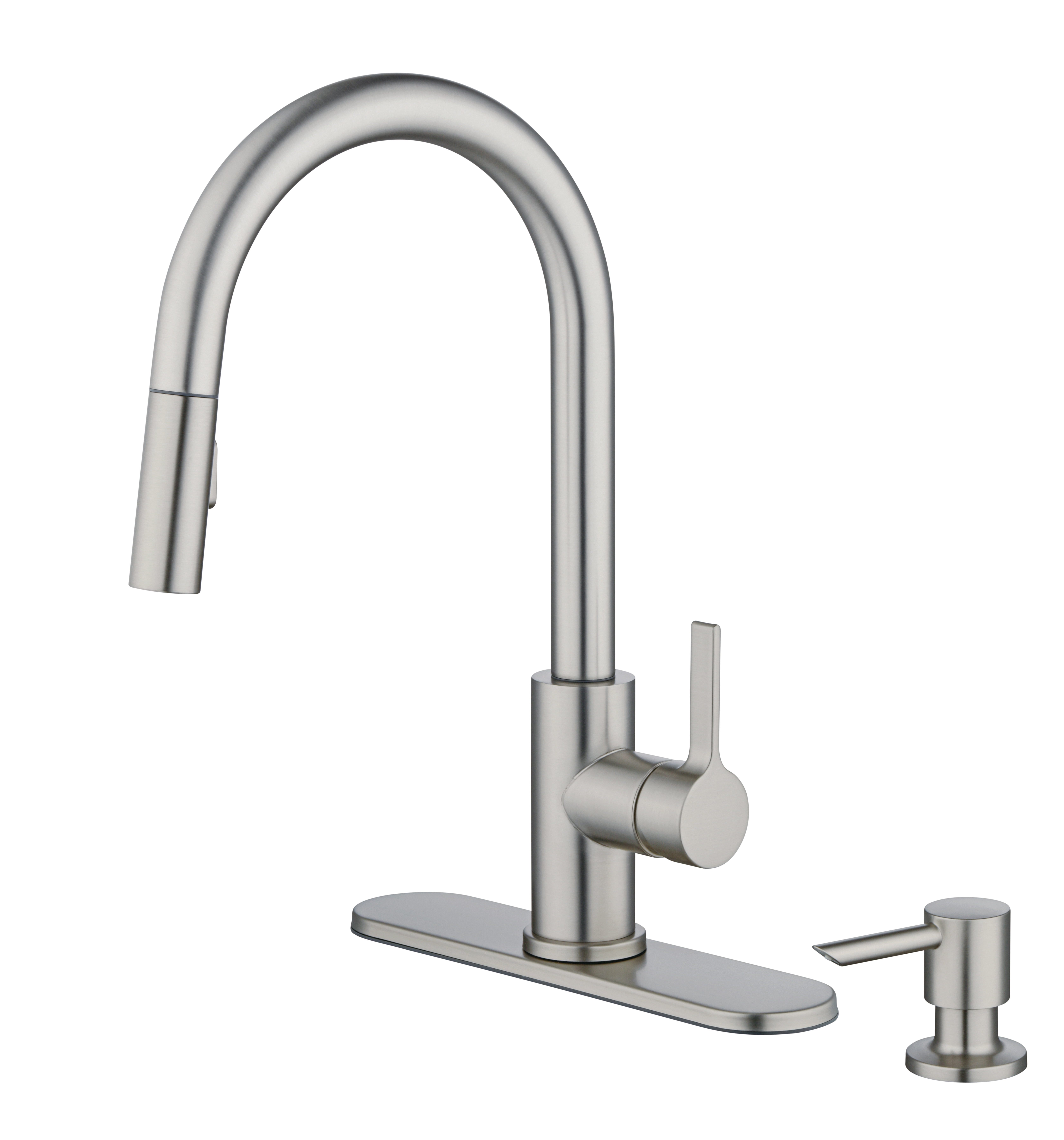 Better Homes & Gardens Pull Down Kitchen Faucet with Soap Dispenser in Satin Nickel