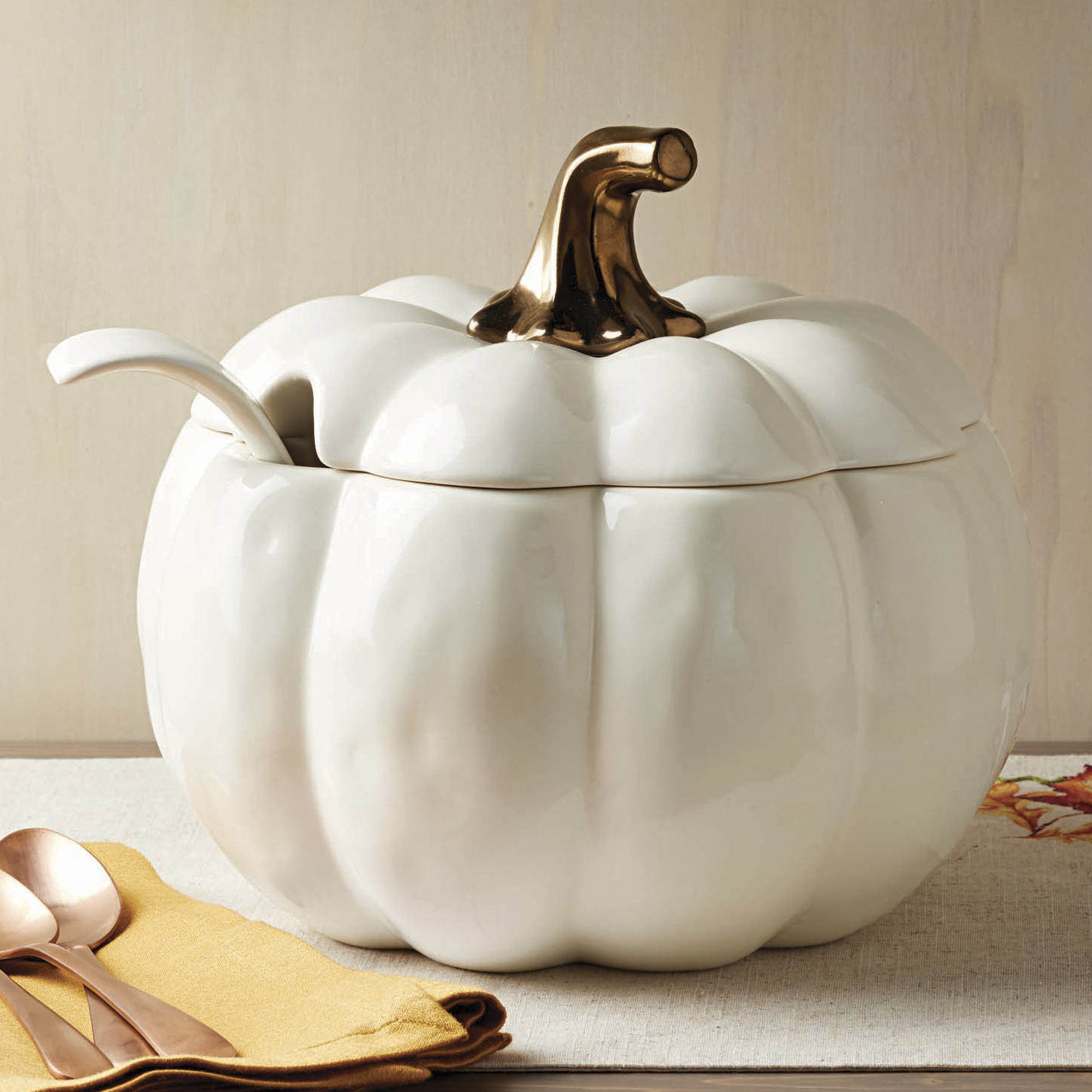 Better Homes & Gardens Pumpkin Soup Tureen Serving Bowl with Ladle - image 1 of 6