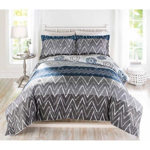 Better Homes & Gardens Queen Zig Zag Comforter Set, 3 Piece - Walmart.com
