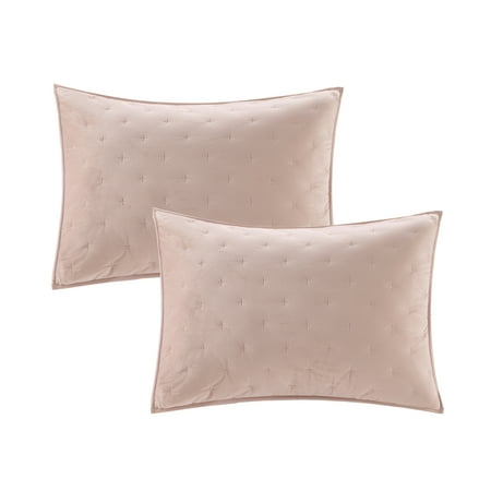 Better Homes & Gardens Blush Pink Soft Velvet Embroidered Pillow Shams, Standard (2 Count)