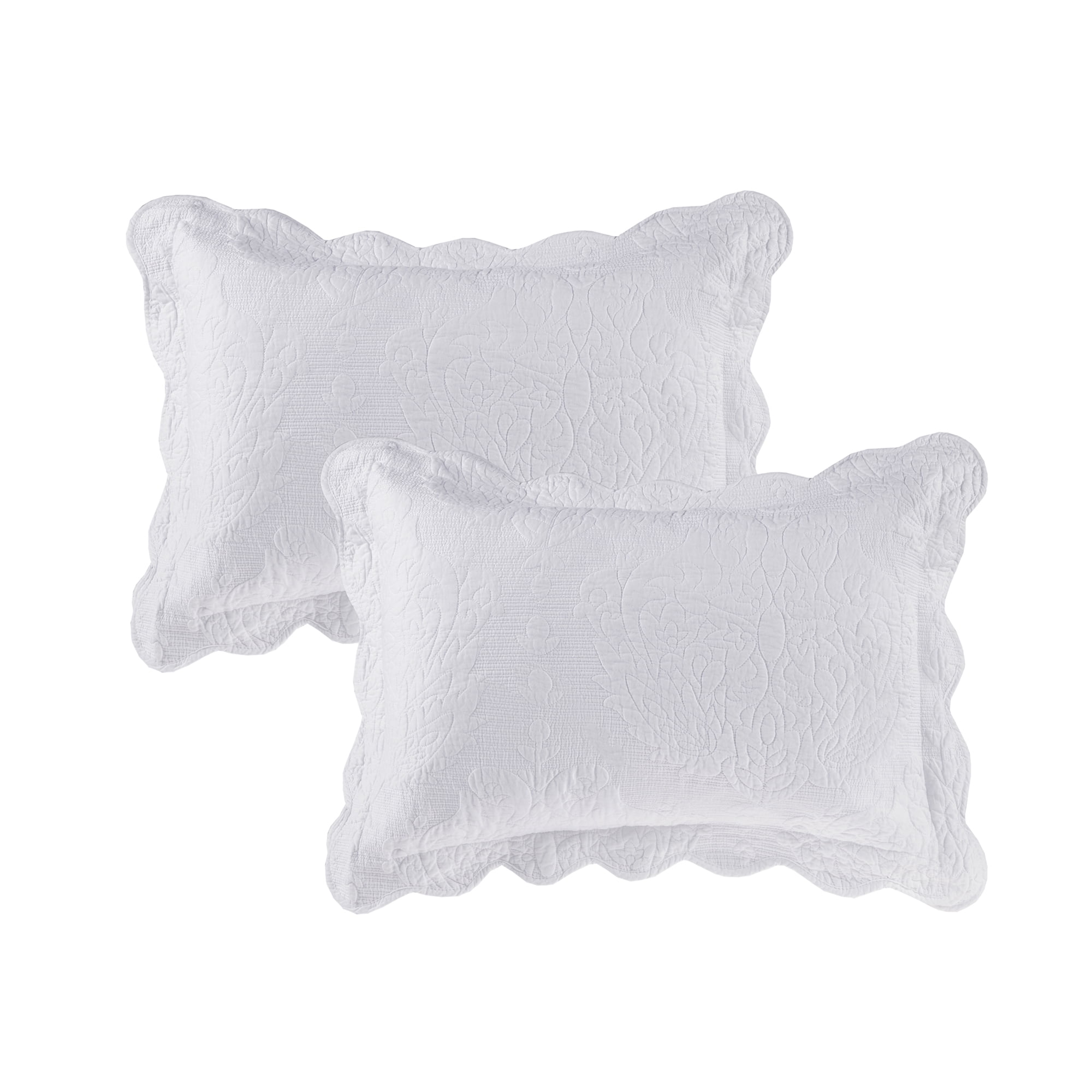 Better Homes & Gardens Paisley Medallion Cotton Pillow Shams, King, White, 2 Pack