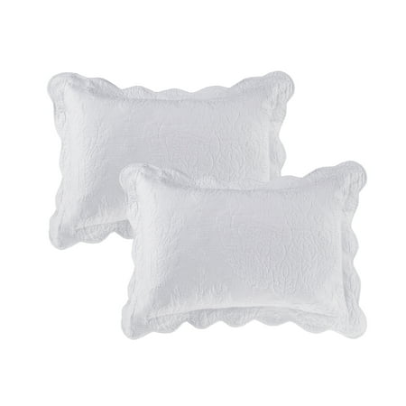 Better Homes & Gardens White Paisley Medallion Cotton Embroidered Quilted Shams, King (2 Count)