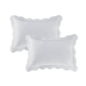 Better Homes & Gardens Paisley Medallion Embroidered Cotton Quilted Shams, White, Standard, 2 Pack, All Ages