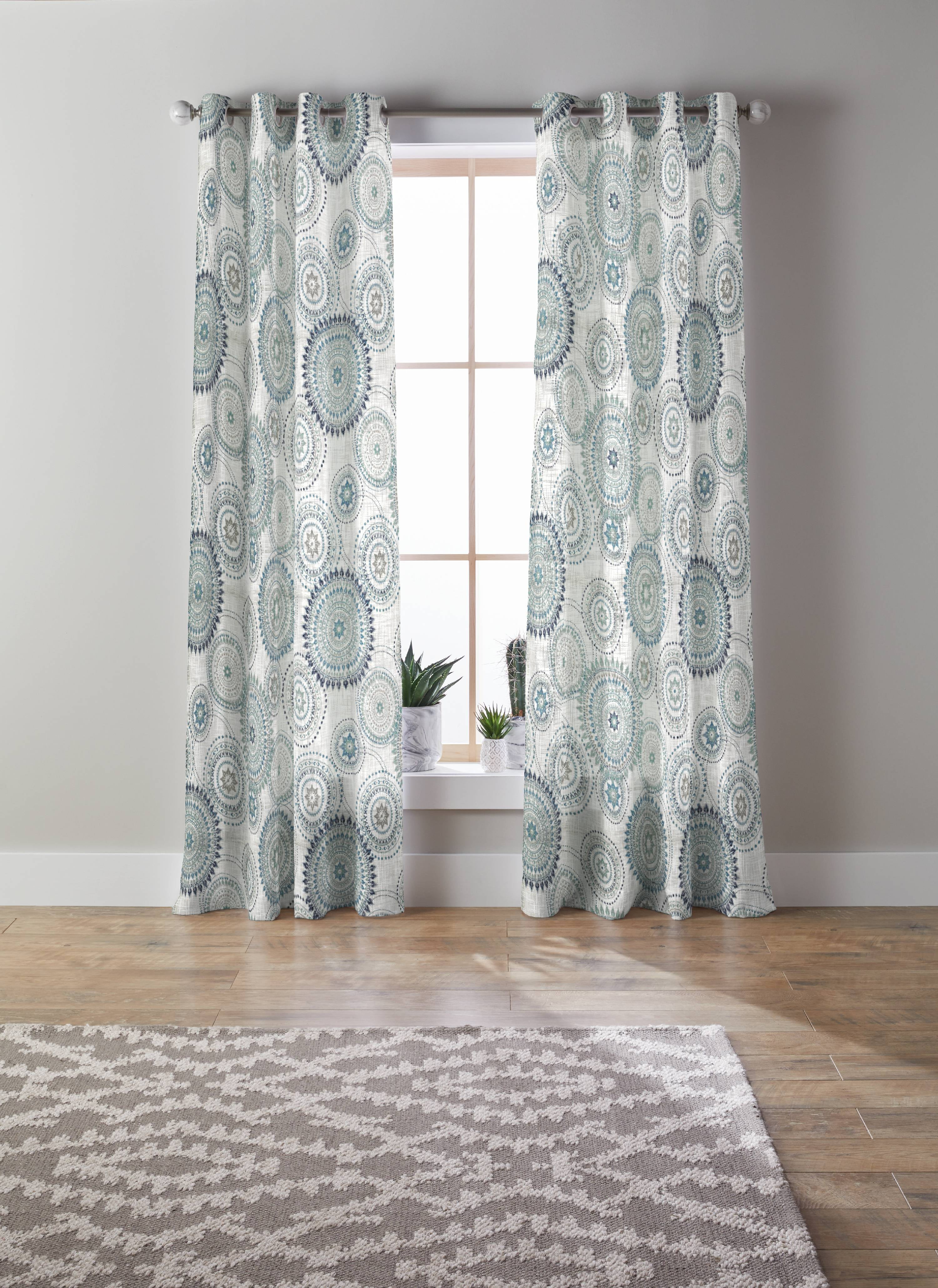 Better Homes & Gardens Rambling Medallion Printed Sheer Curtains, 63” x 84” (2 Panels)